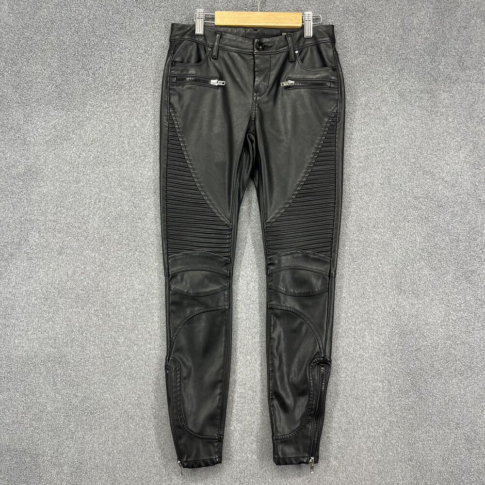 BLANKNYC Pants Womens 25‎ Black Skinny Moto Biker Faux Leather Zipper Detail